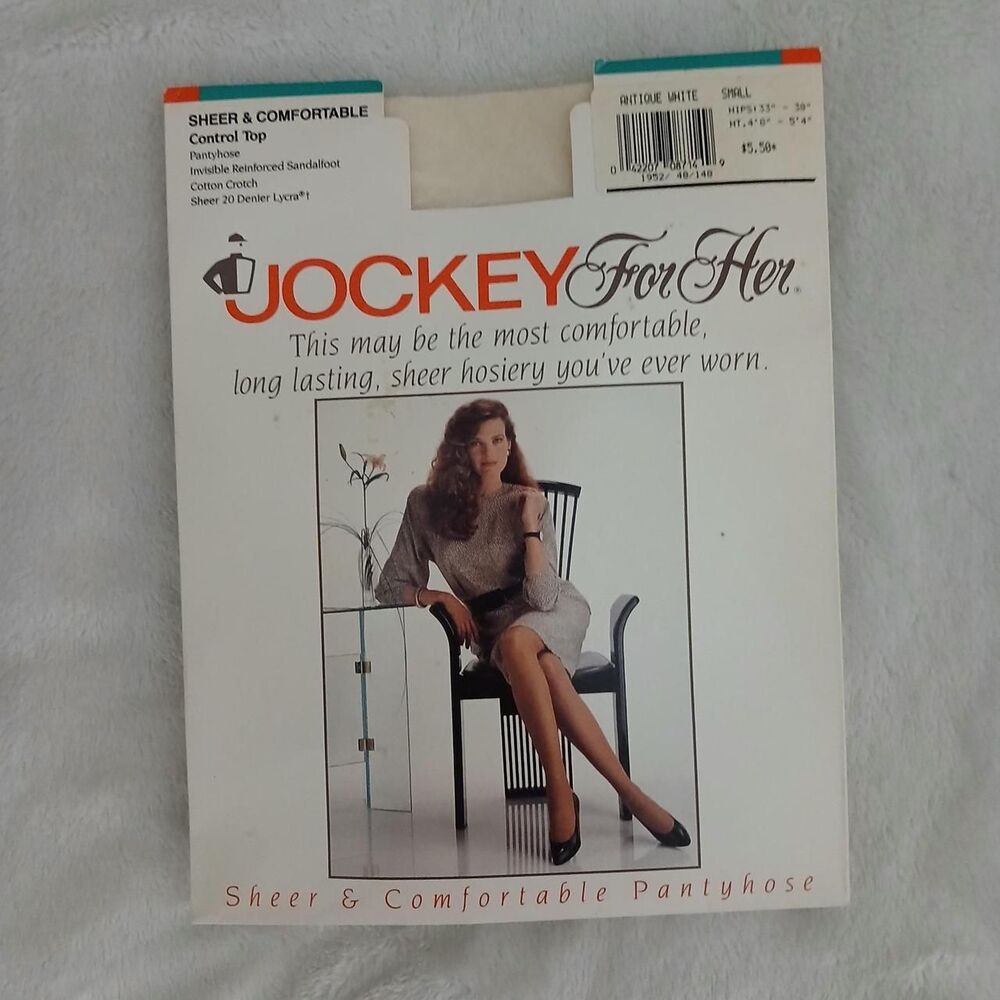 VTG 91 Jockey For Her Sheer & Comfortable Control Top Pantyhose Antique White S